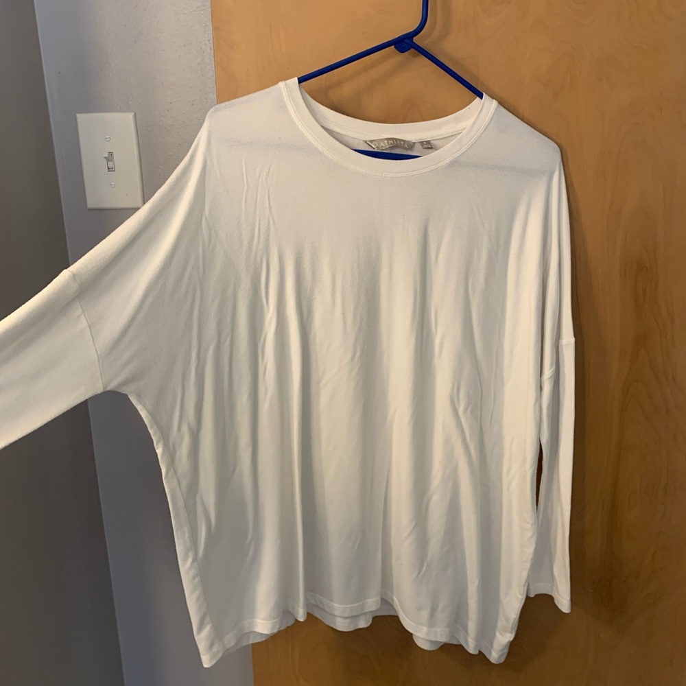 White Athleta super soft oversized long sleeve shirt. No stains or flaws.